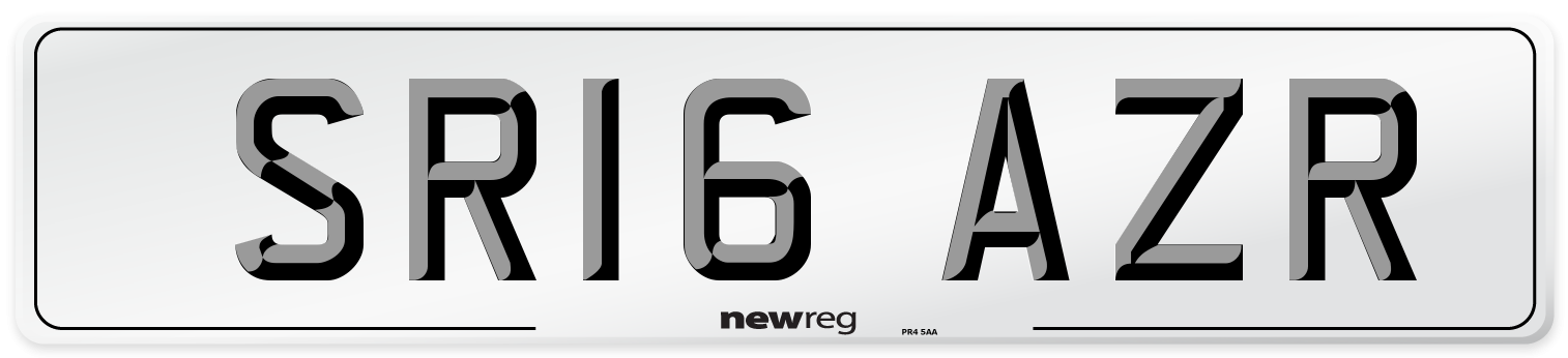 SR16 AZR Number Plate from New Reg